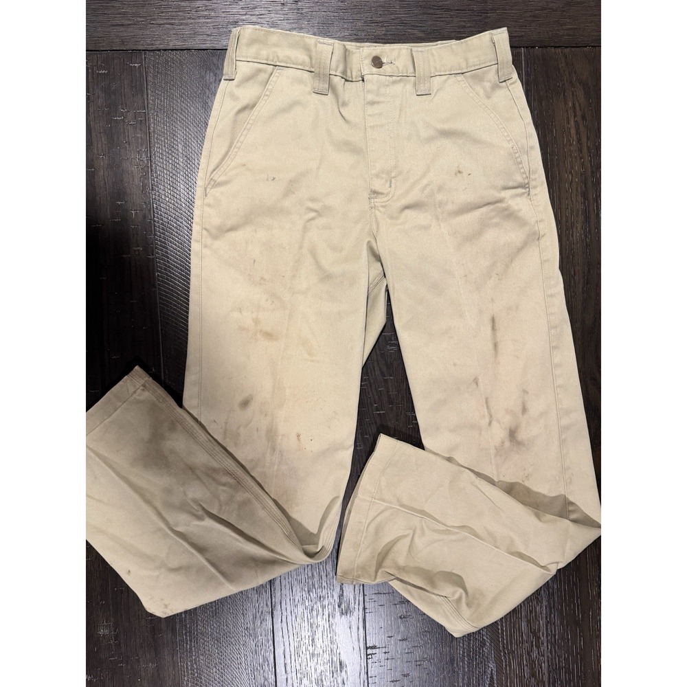 Thrashed Carhartt B290 KHI Work Pants Mens 32x34 Khaki Distressed Twill